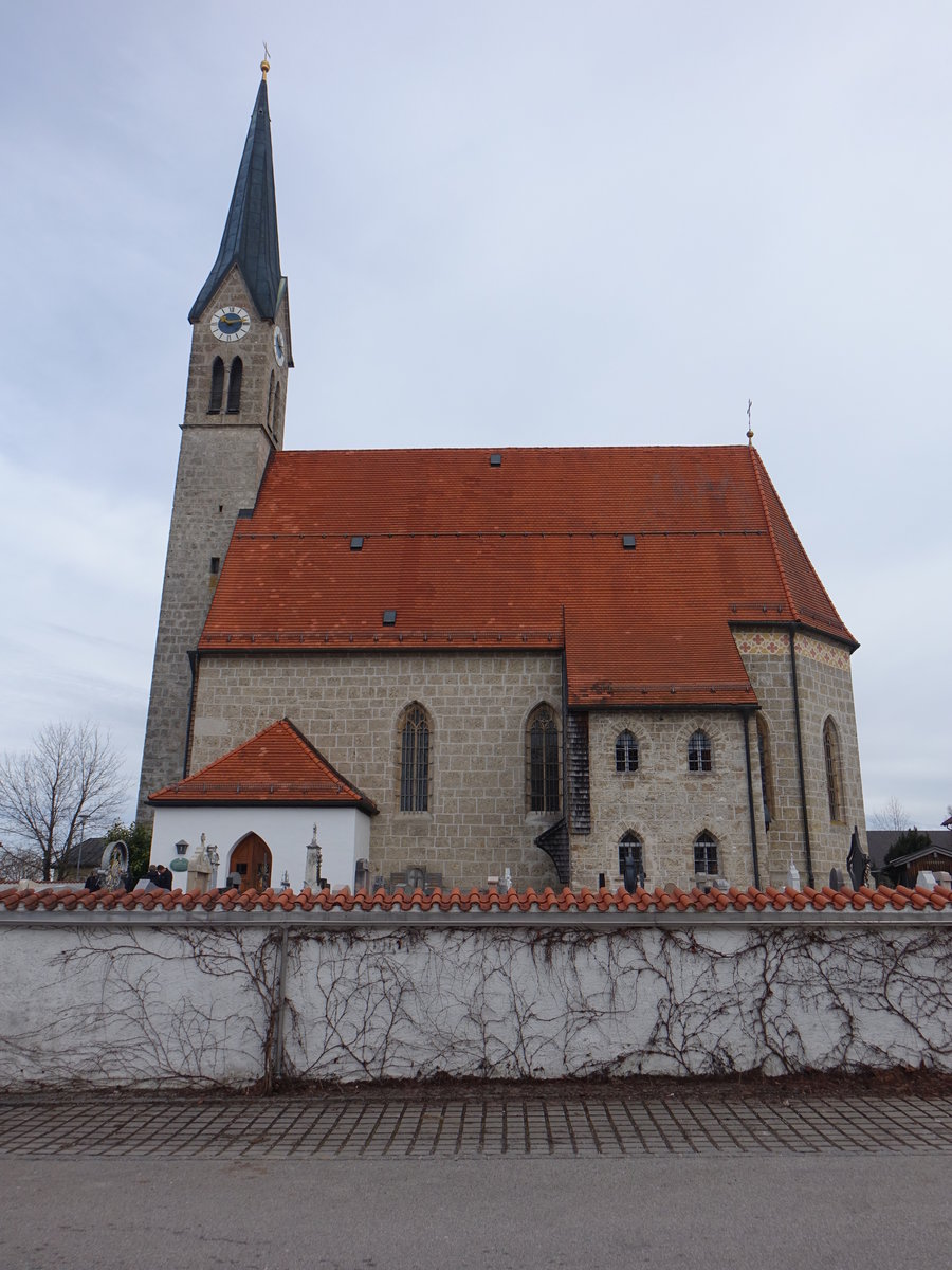 Kammer, Kirche St. Johannes Baptist, sptgotischer Saalbau mit polygonalem Chor, erbaut bis 1455 (26.02.2017)