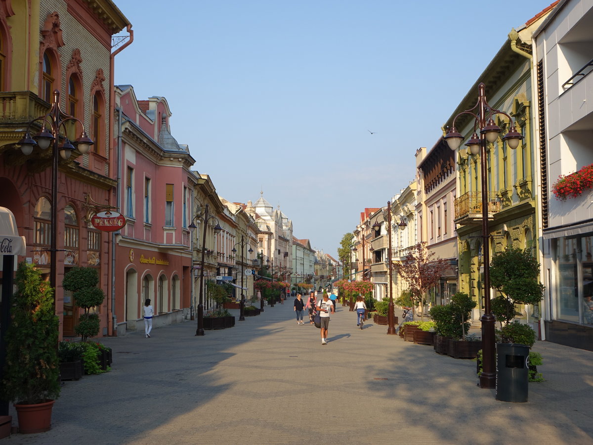 Kaposvar, historische Gebude in der Hauptstrae F Utca (31.08.2018)