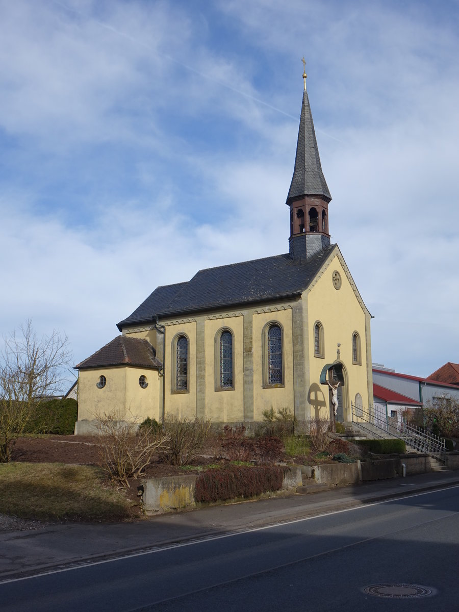 Kappel, neuromanische Kapelle von 1892, Satteldach mit Dachreiter (11.03.2018)