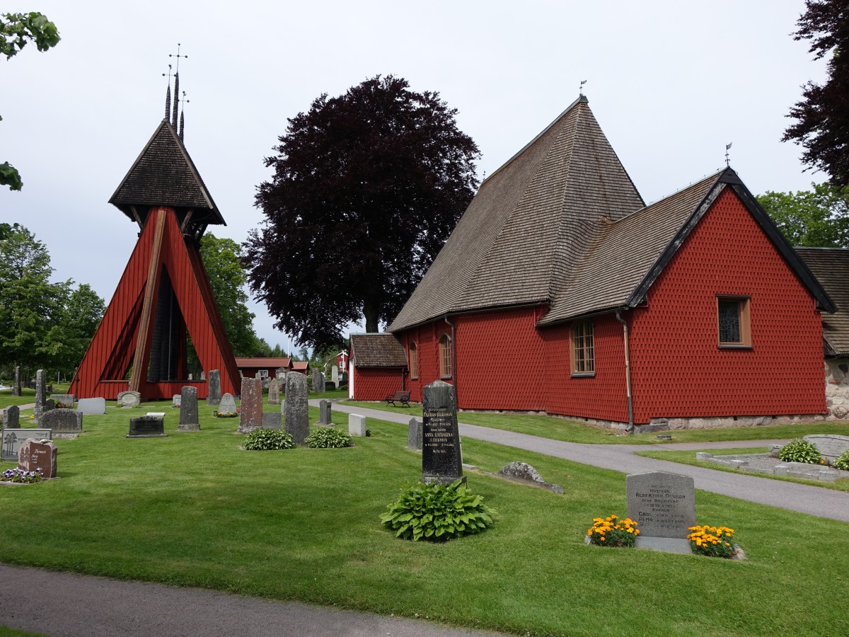 Karlskoga, Holzkirche von Kvistbro, erbaut 1662 (17.06.2015)