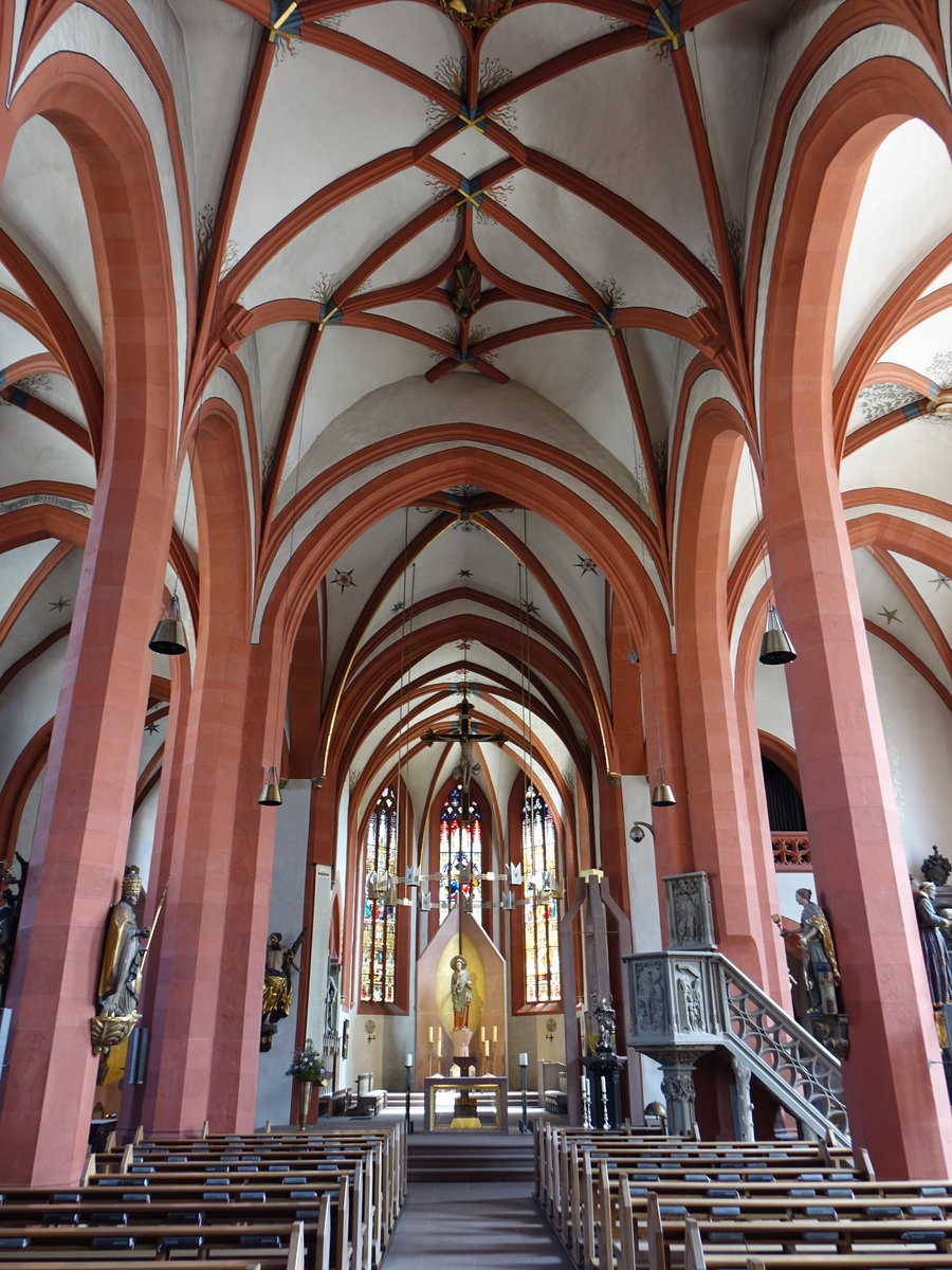 Karlstadt, sptgotischer Innenraum der Stadtpfarrkirche St. Andreas (26.05.2018)