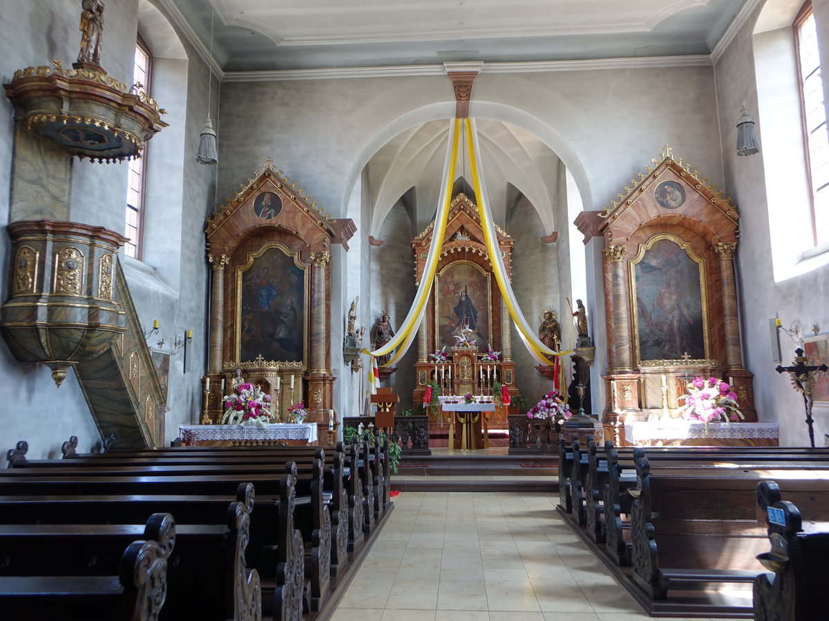 Karsbach, barocker Innenraum der Pfarrkirche St. Gertrud (26.05.2018)