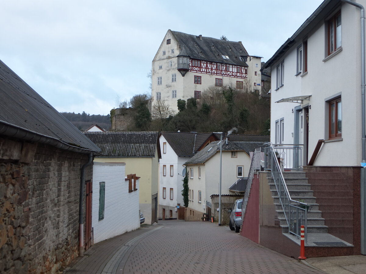 Katzenelnbogen, Burg, erbaut im 11. Jahrhundert, Hauptgebude 16. Jahrhundert (30.01.2022)