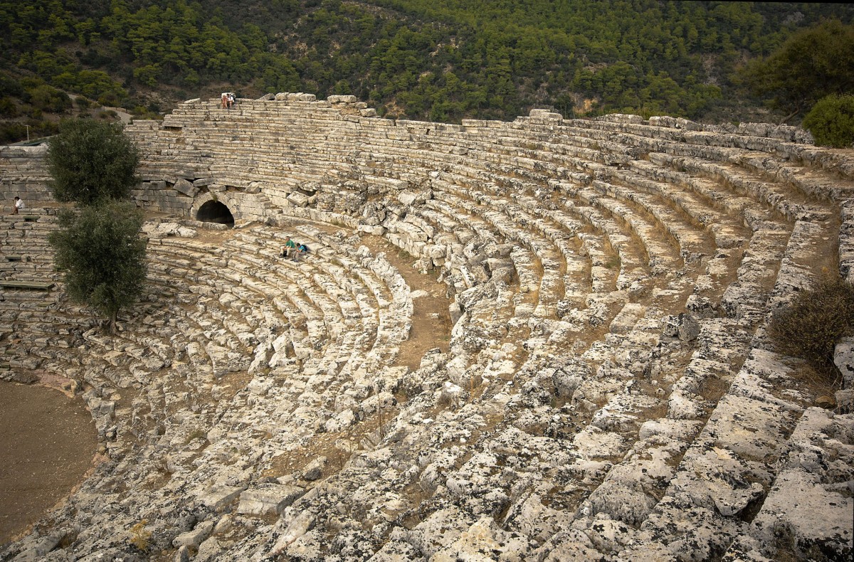 Kaunos Amphitheater von Dalyan. Aufnahme: Oktober 2010.