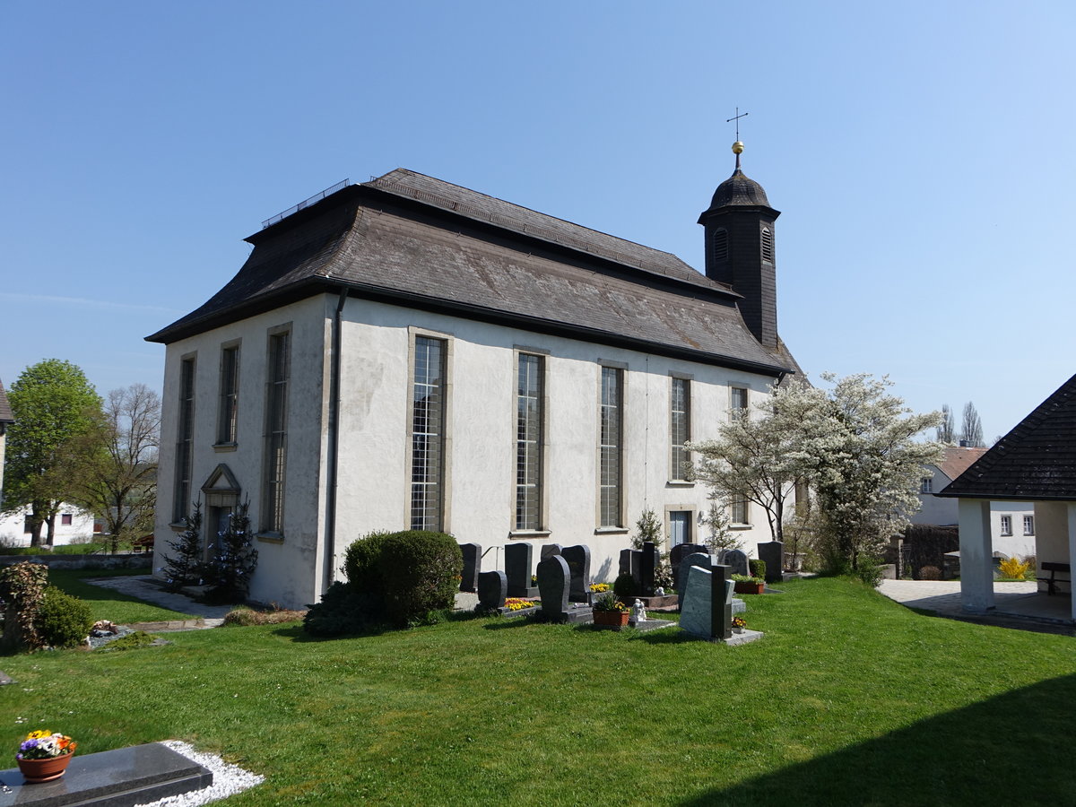 Kautendorf, Ev. St. Martin Kirche, erbaut 1733 im Markgrafenstil (21.04.2018)