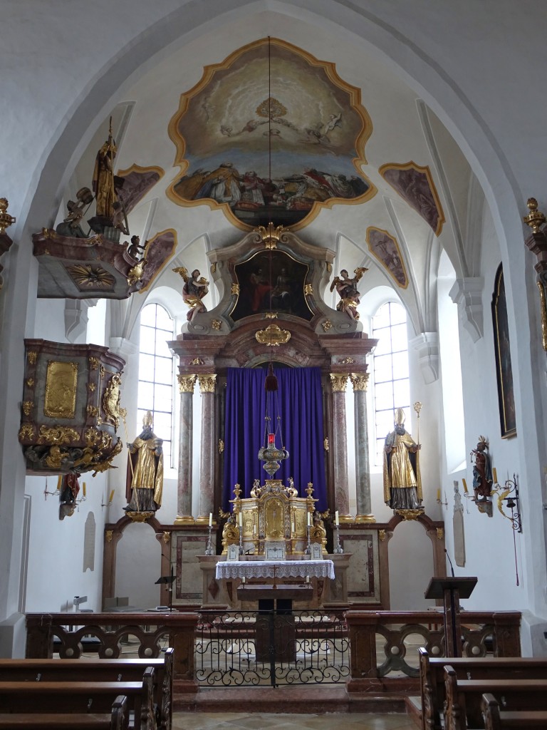 Kay, Hochaltar der St. Martinus Kirche, Kanzel von Johann Georg Itzlfeldner (15.02.2016)