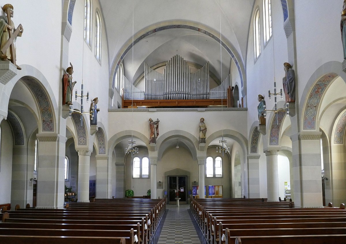 Kehl, Blick zur Orgelempore in der Kirche St.Johannes Nepomuk, Mai 2020