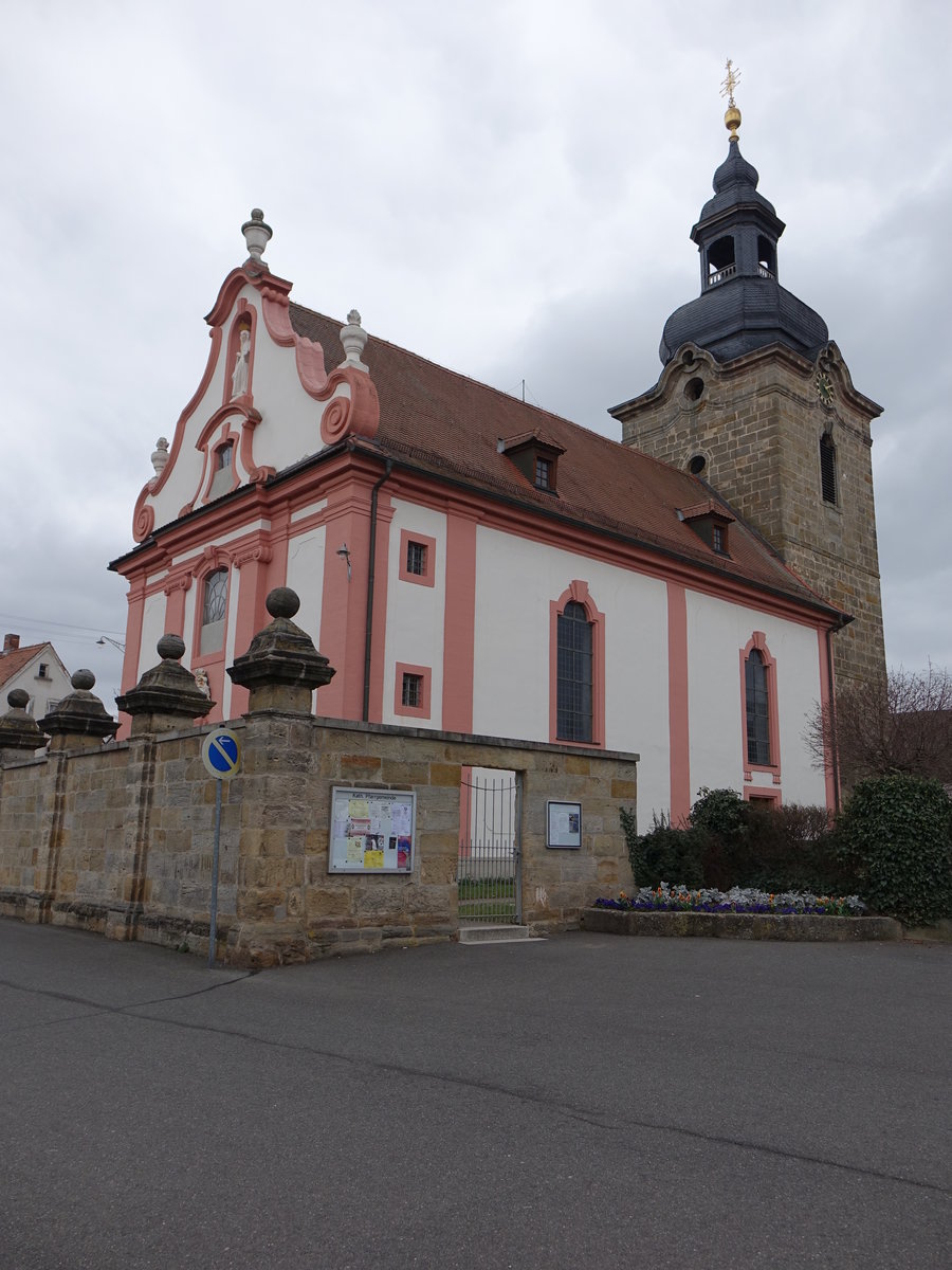 Kersbach, St. Ottilie Kirche, Chorturm um 1417, Langhaus 1743/44 nach Plnen von Michael Kchel (27.03.2016)