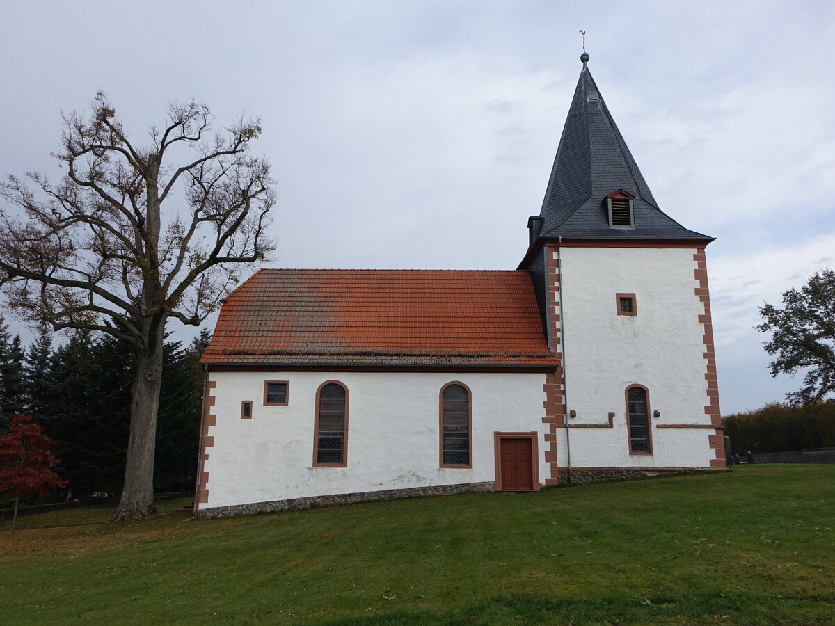 Kirchbracht, evangelische St. Nikolaus Kirche, erbaut 1459 (30.10.2021)
