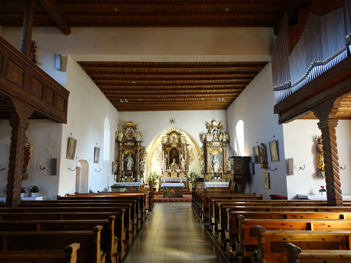 Kirchenbirkig, Innenraum in der kath. Pfarrkirche St. Johannes (13.10.2018)