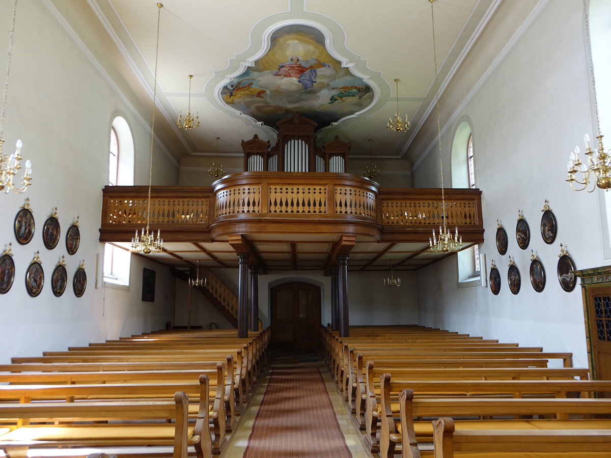 Kirchenhausen, Orgelempore in der Pfarrkirche St. Marien (25.05.2017)