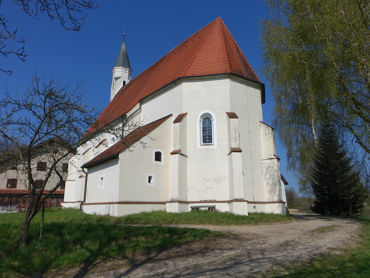 Kirchhaunberg, Pfarrkirche St. Koloman, Saalkirche erbaut um 1500 (09.04.2017)