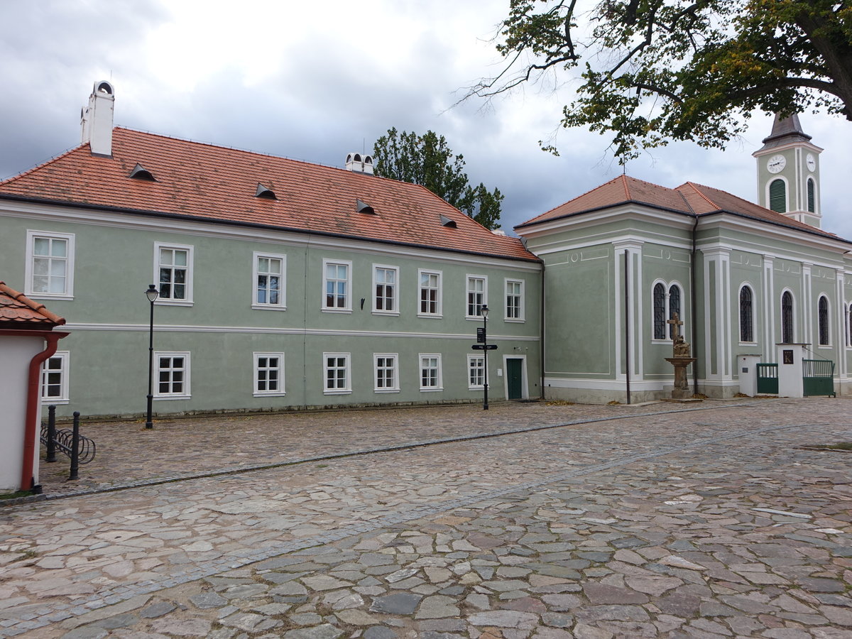 Kladruby nad Labem / Kladrub an der Elbe, Nationalgestt und Pfarrkirche St. Wenzel (30.09.2019)