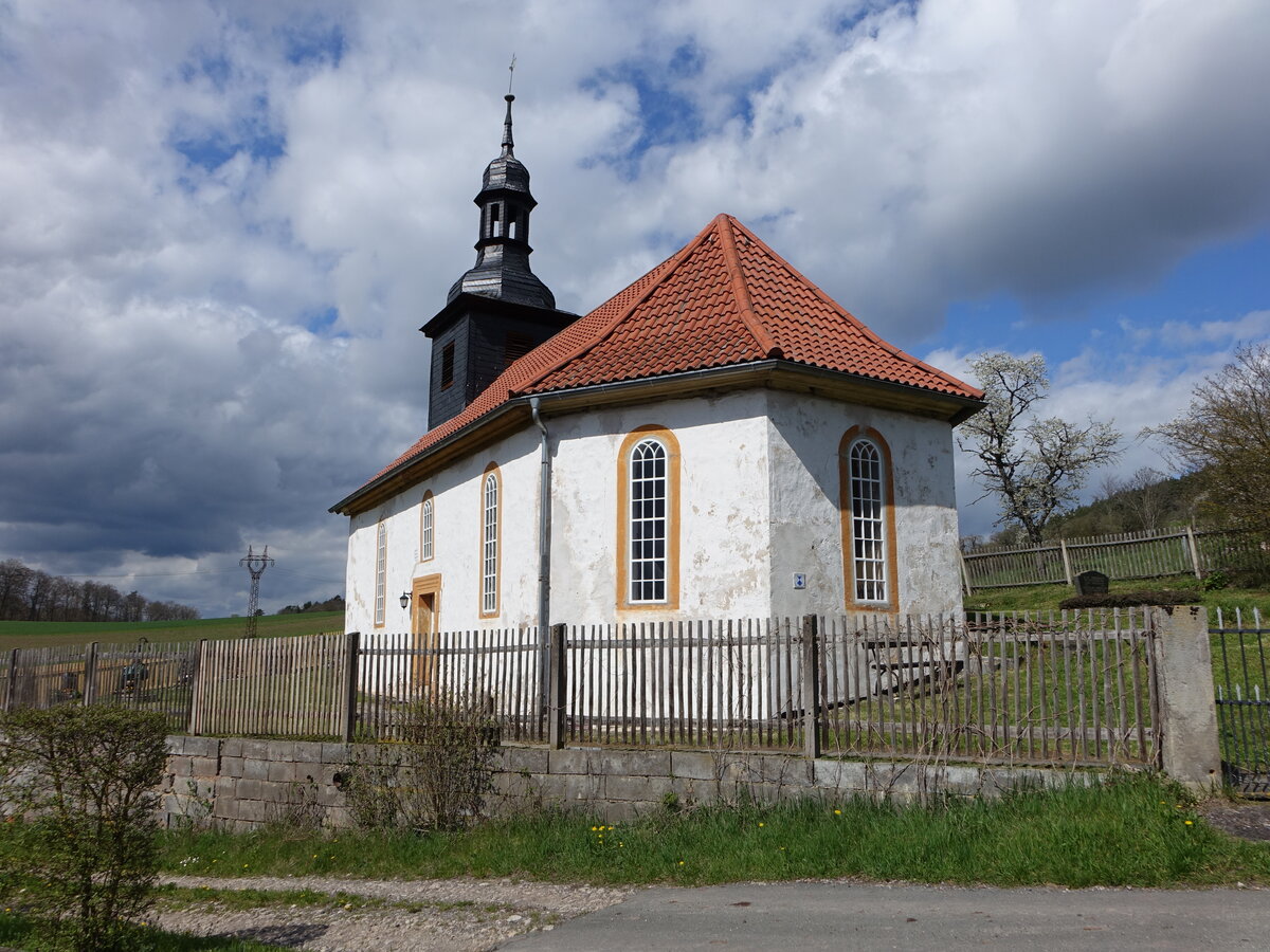 Kleinglitz, evangelische St. Nicolai Kirche, erbaut 1734 (23.04.2023)