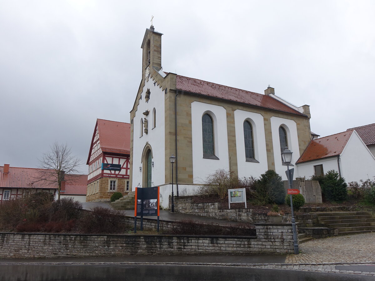 Kleinsteinach, Pfarrkirche St. Bartholomus, erbaut 1854 (25.03.2016)