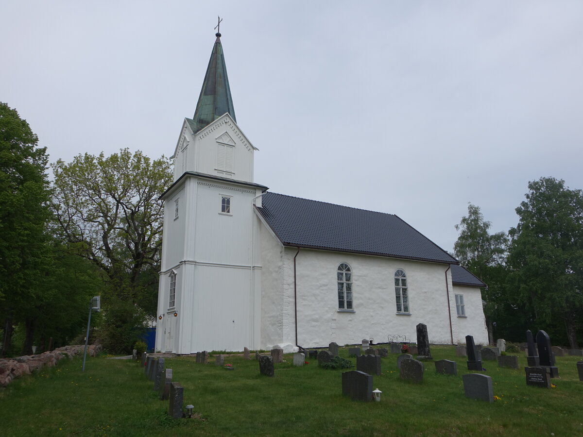 Klokkarstua, evangelische Hurum Kirche, erbaut im 12. Jahrhundert (29.05.2023)