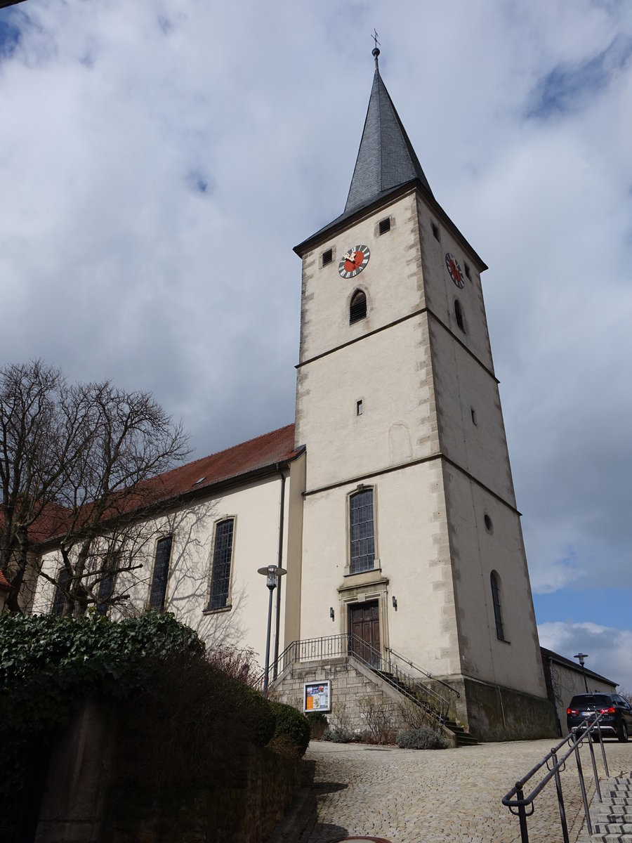 Knetzgau, St. Bartholomus Kirche, erbaut 1760, erweitert von 1904 bis 1905 (26.03.2016)