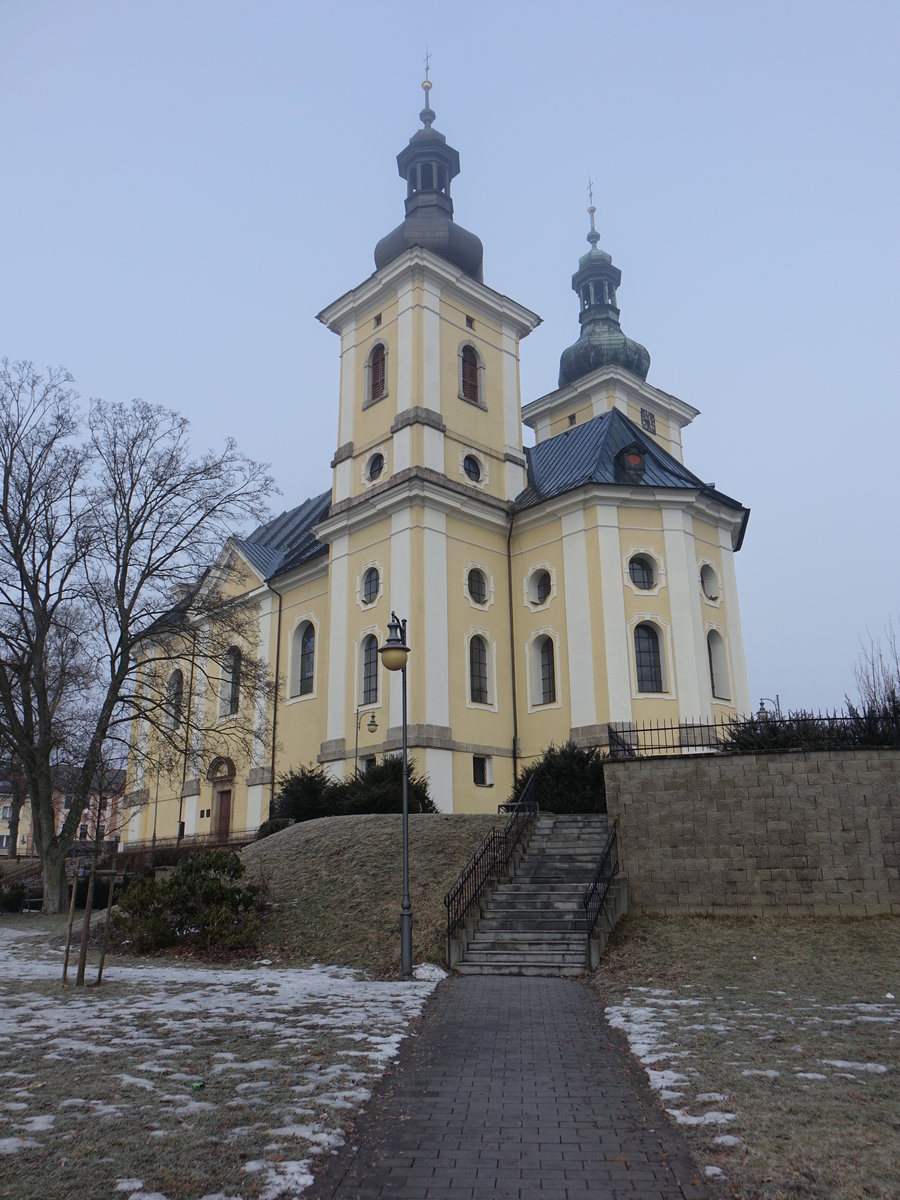 Knigsberg a. d. Eger, barocke Pfarrkirche Maria Himmelfahrt, erbaut von 1721 bis 1727 (19.02.2017)