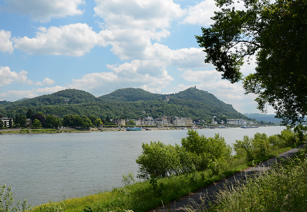 Knigswinter am Rhein mit Drachenburg (Hintergrund Siebengebirge) - 31.05.2014