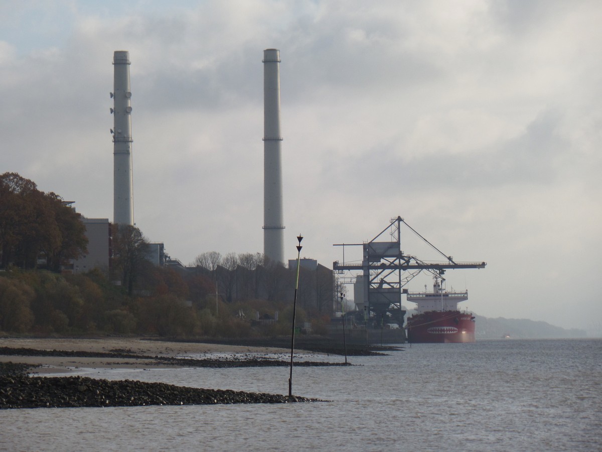 Kohlekraftwerk in Wedel an der Unterelbe am 12.11.2015 im Morgendunst  /
