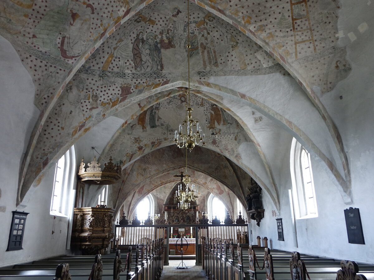 Kongsted, mittelalterliche evangelische Dorfkirche, Kalkmalereien von 1430 (19.07.2021)
