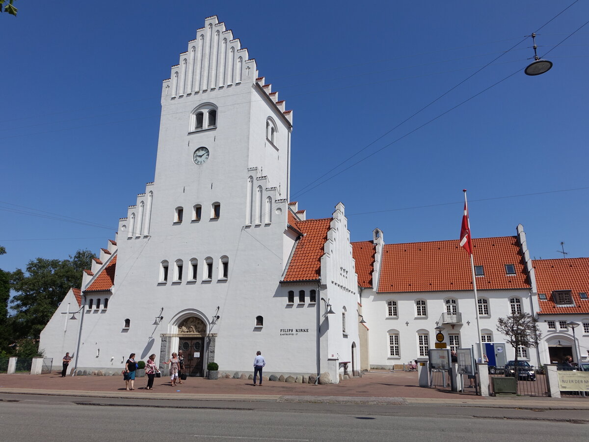 Kopenhagen, Pfarrkirche St. Filip, erbaut bis 1924 durch den Architekten Rasmus Vilhelm (23.07.2021)