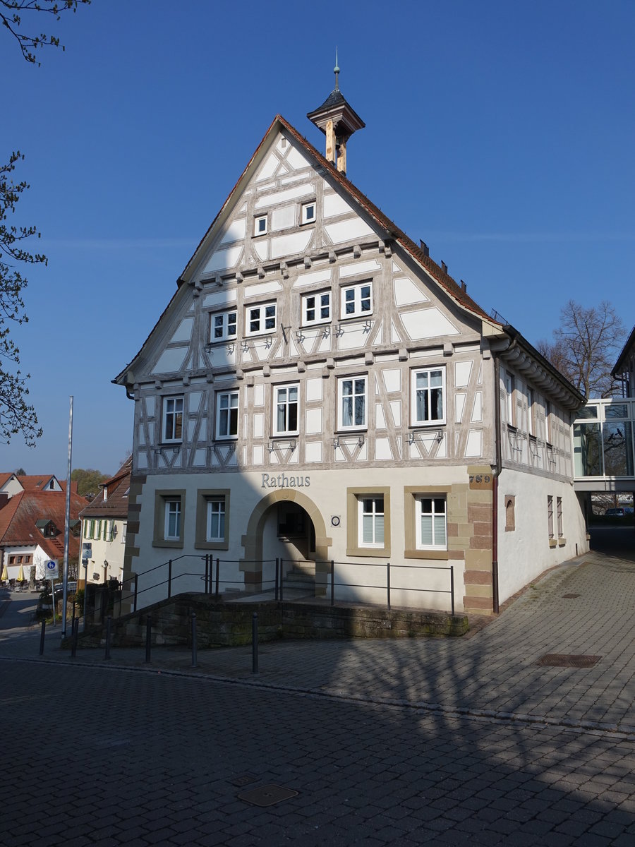Korb, altes Rathaus, erbaut im 14. Jahrhundert als Haus am Burlingsplatz, seit 1656 Rathaus (10.04.2016)