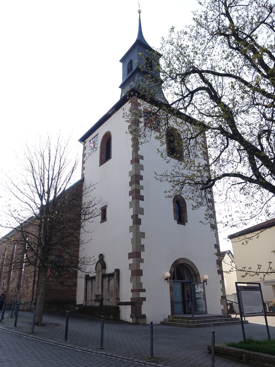 Korb, Ev. Chorturmkirche, erbaut 1832, Kirchturm 15. Jahrhundert (10.04.2016)