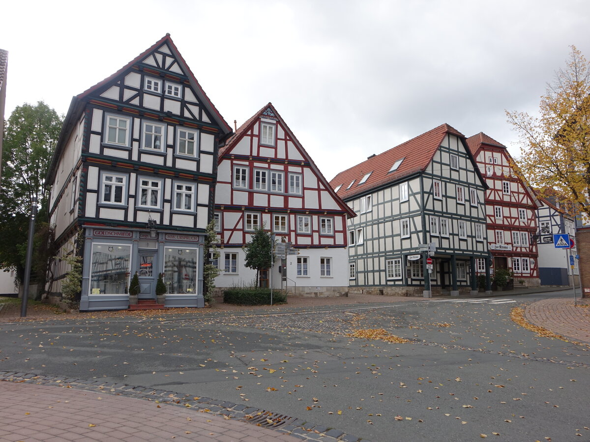 Korbach, historische Fachwerkhuser in der Stechbahnstrae (08.10.2022)