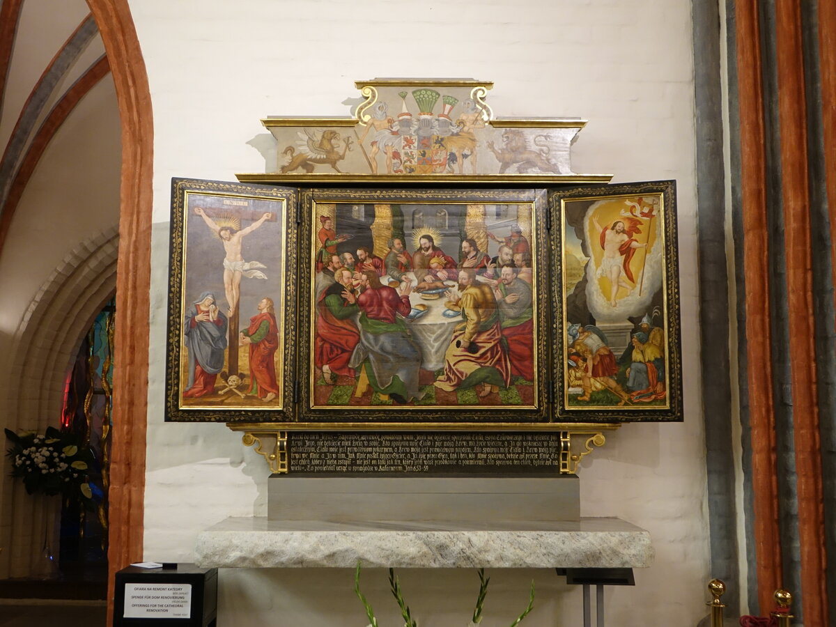 Koszalin / Kslin, gotischer Flgelaltar in der Kathedrale St. Marien (01.08.2021)