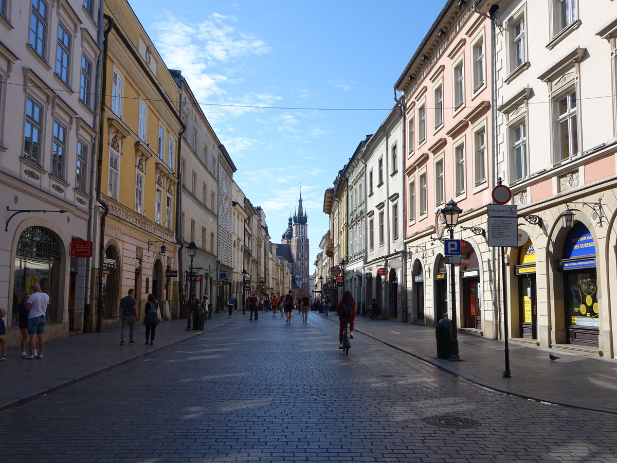 Krakau, Ausblick Richtung Marienkirche in die Florianska Strae (04.09.2020)