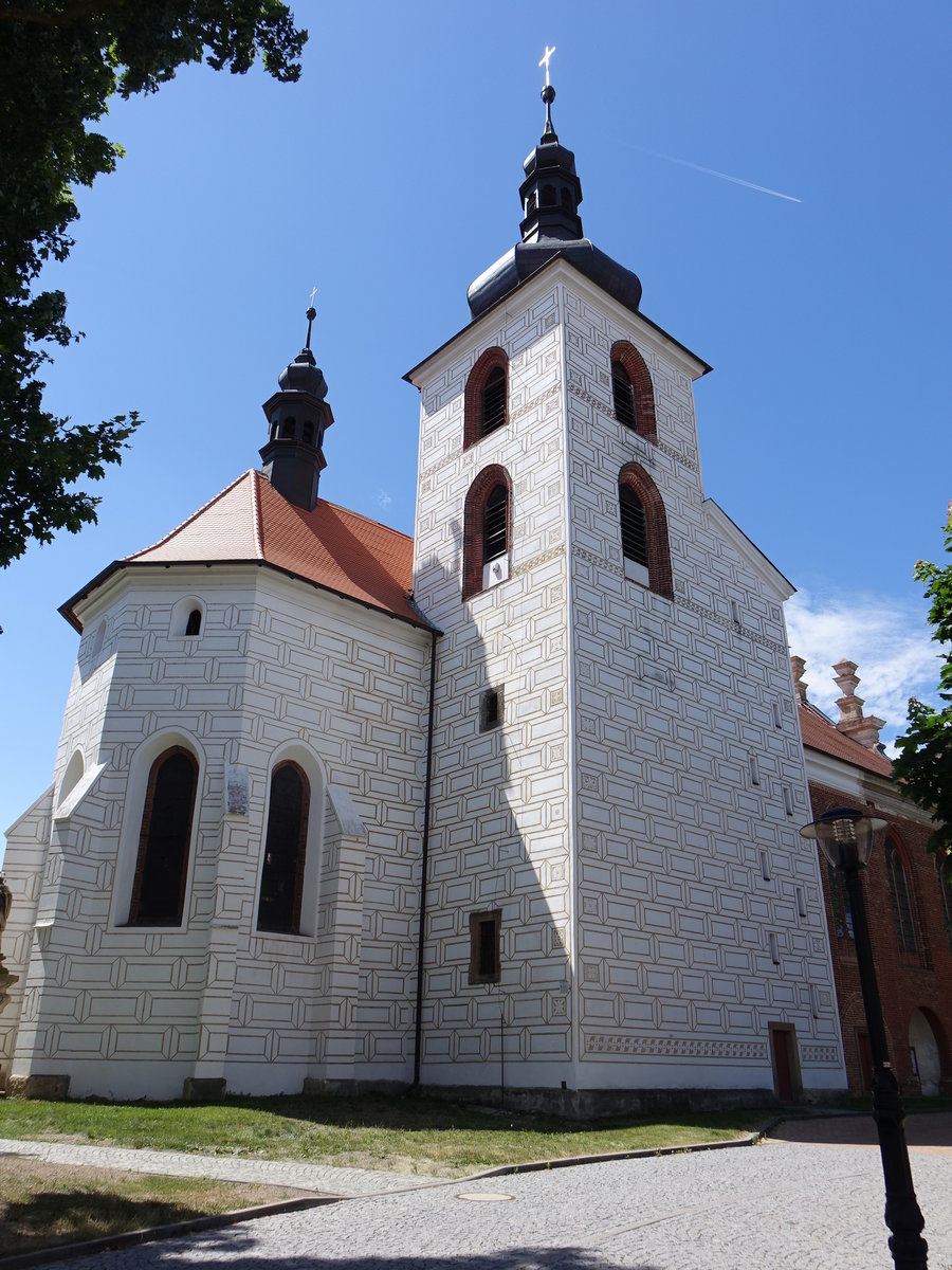 Kralovice /Kralowitz, gotische St. Peter und Paul Kirche, erbaut ab 1250, von 1575 bis 1581 Umbau im Renaissancestil (06.07.2019)