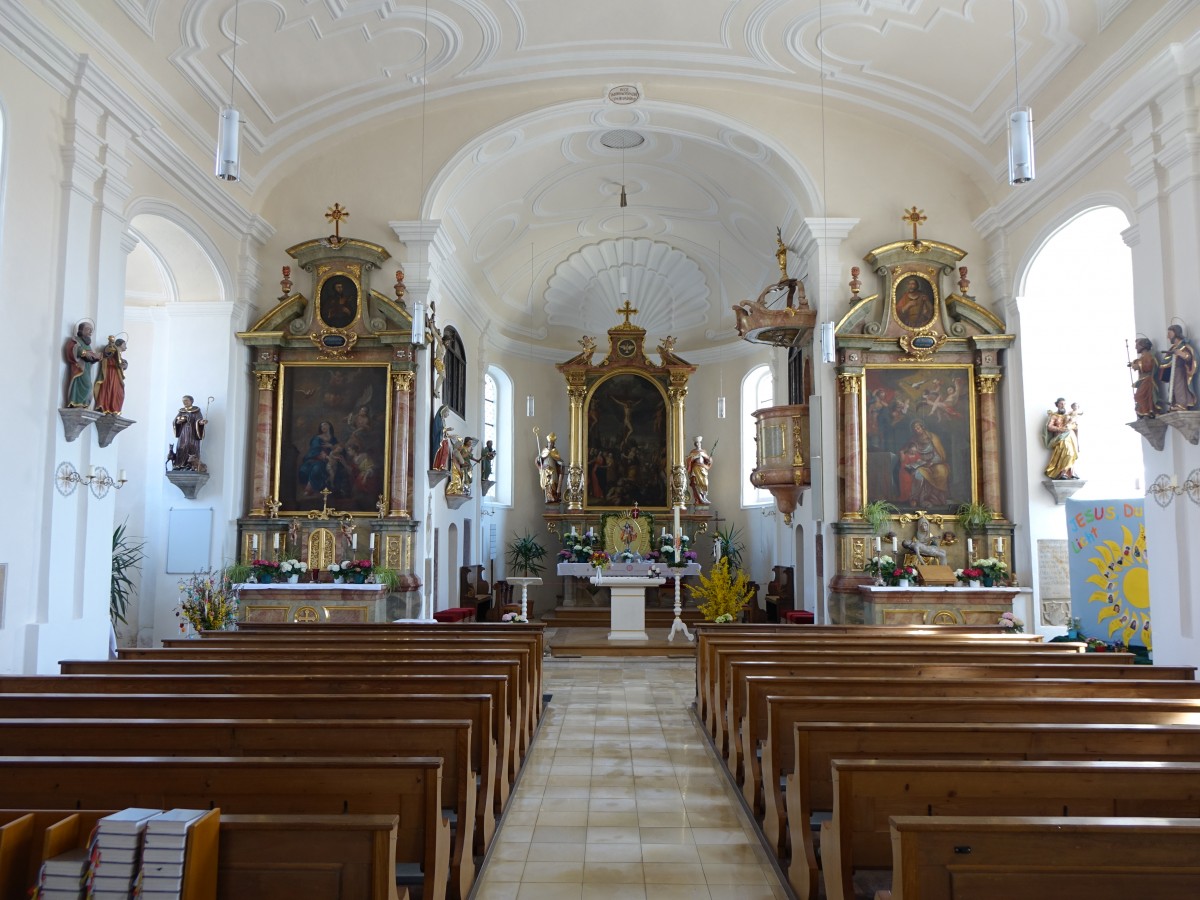 Kranzberg, Innenraum der St. Quirinus Kirche (19.04.2015)