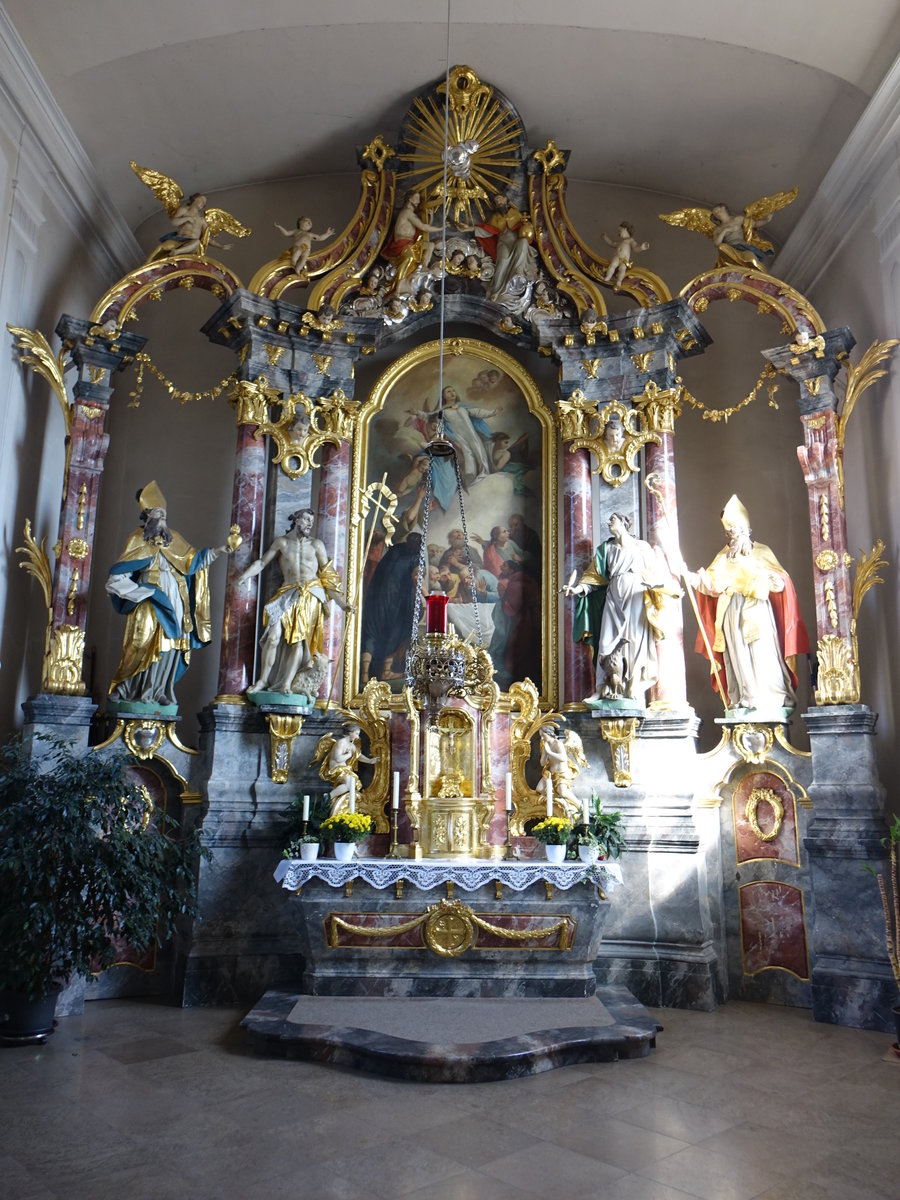Krautheim, barocker Hochaltar in der Ev. St. Marien Kirche (15.10.2017)