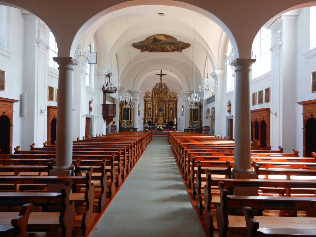 Kriens, katholische Kirche St. Gallus, Innenansicht - 03.07.2014
