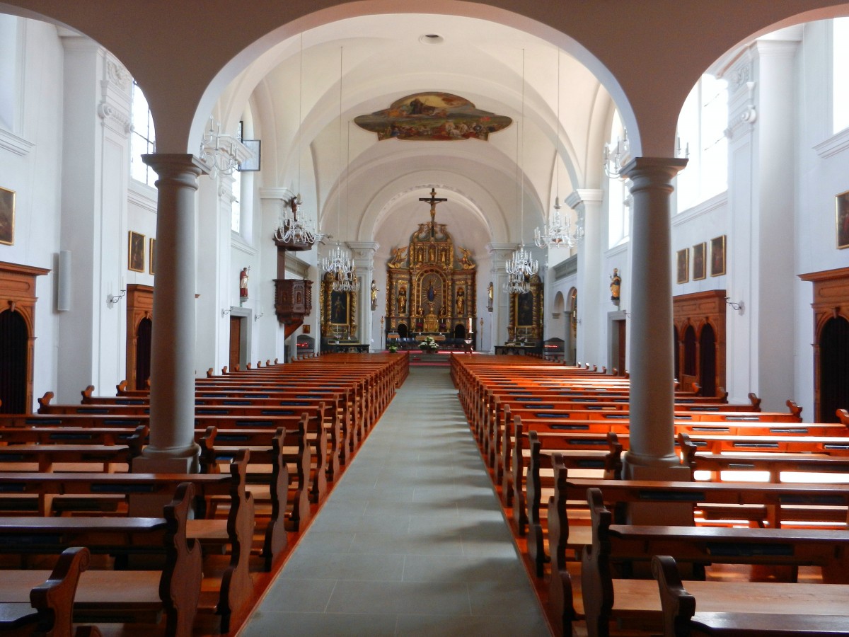 Kriens, katholische Kirche St. Gallus, Innenansicht - 03.07.2014
