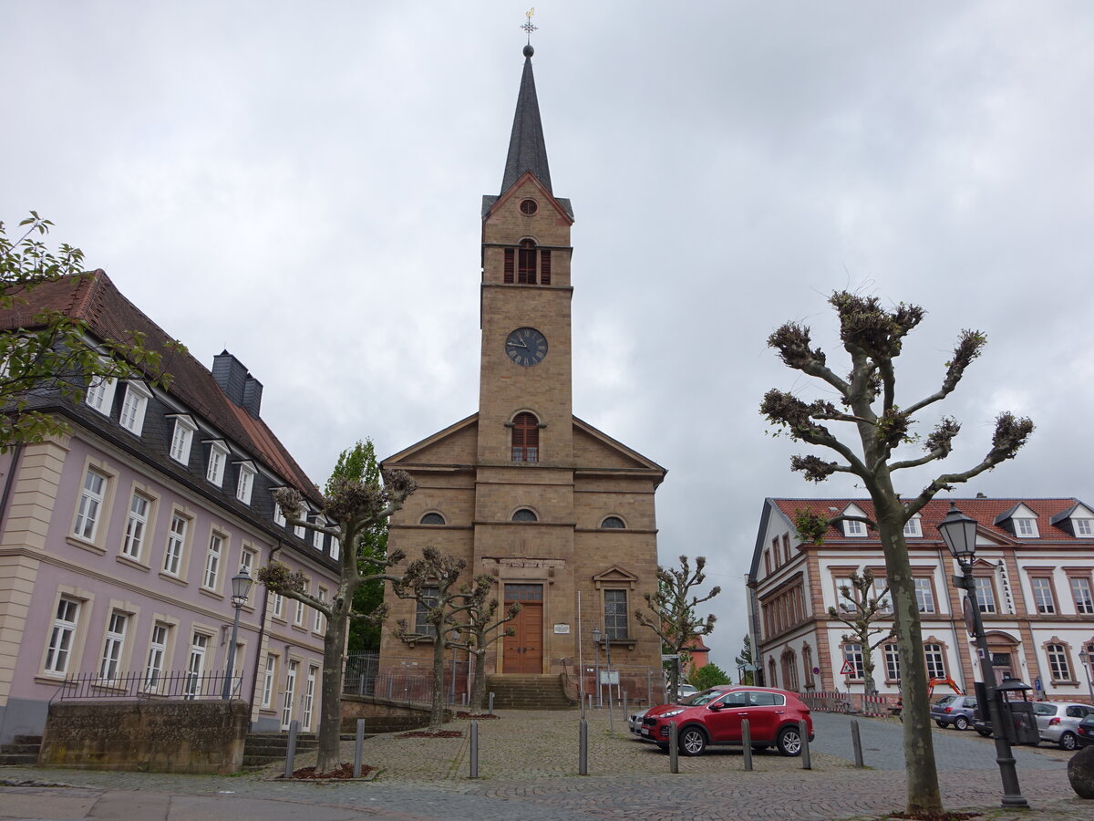 Kusel, evangelische Kirche, klassizistischer Sandsteinquaderbau, erbaut von 1829 bis 1831,  Architekt Ferdinand Beyschlag (23.05.2021)