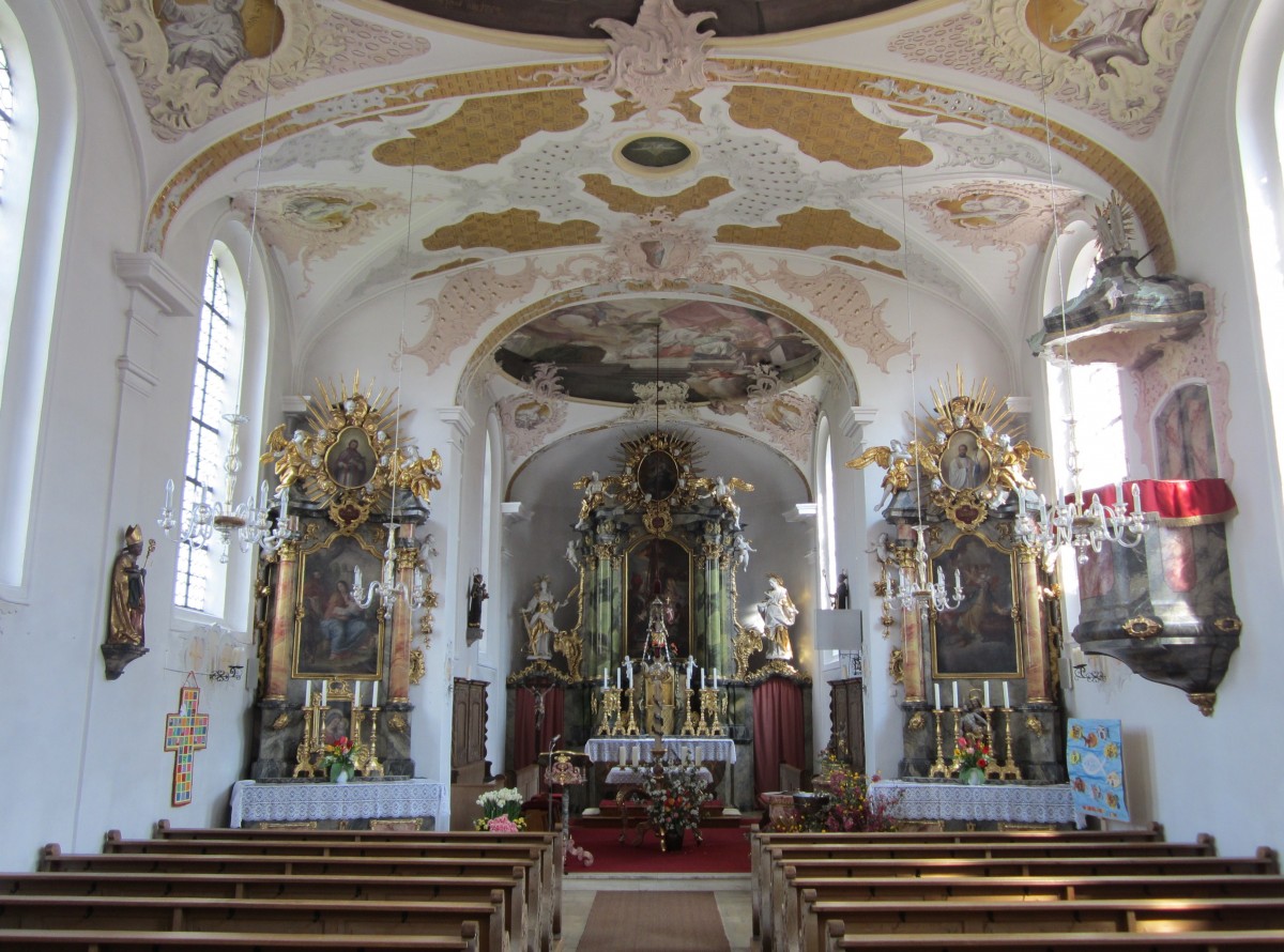 Kutzenhausen, barocke Altre der St. Nikolaus Kirche (23.04.2014)