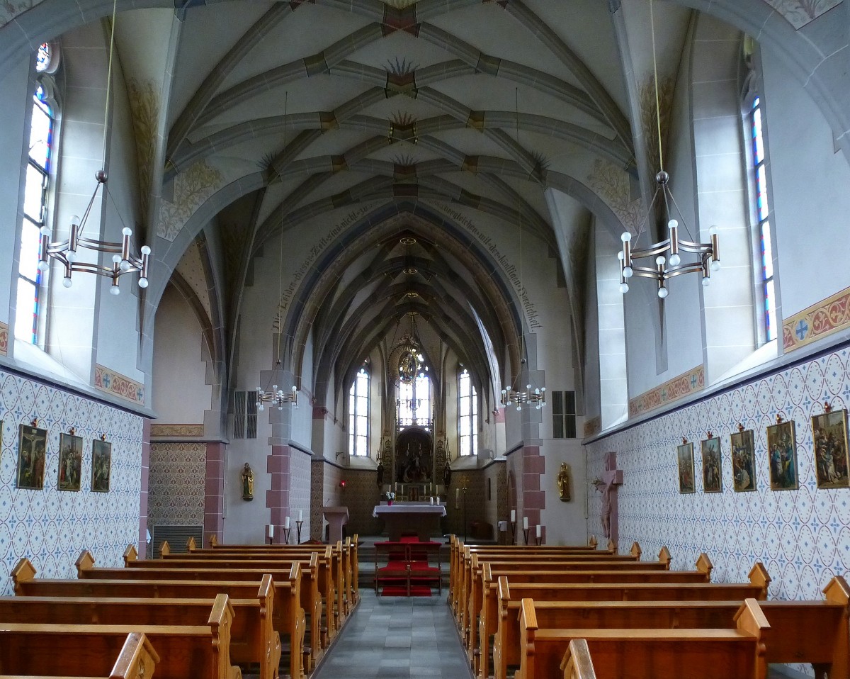 Lahnstein, Blick in den Innenraum der Allerheiligenkapelle, Sept.2014