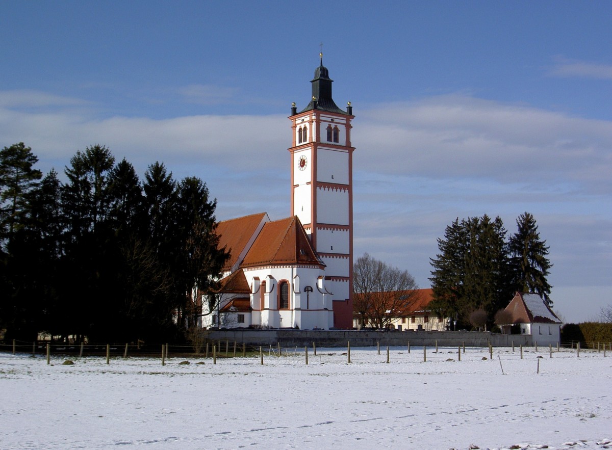 Lamerdingen, Pfarrkirche St. Martin, Chor erbaut um 1500, Langhaus erbaut von 1736 bis 1737, Turmhelm von 1771 (01.02.2014)