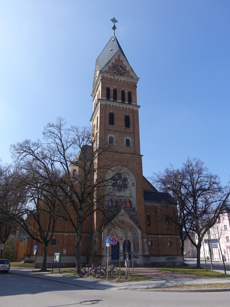 Landshut, Ev. Christuskirche, erbaut von 1895 bis 1897 durch Karl Lemmes, Baumeister Joseph Niedercker (20.03.2016)