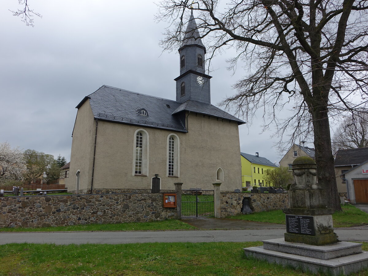 Langenbuch, evangelische St. Annen Kirche, erbaut im 14. Jahrhundert (29.04.2023)