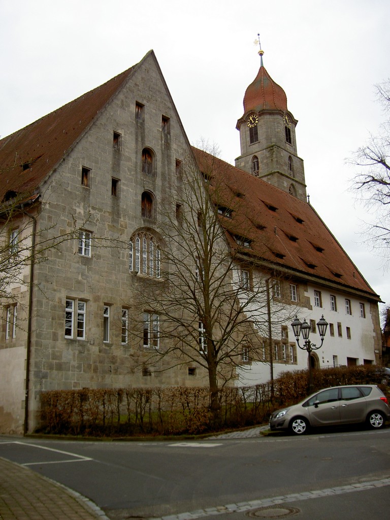Langenzenn, Augustiner-Chorherrenstift und Stadtkirche, erbaut bis 1369, Turm von 1388, gestiftet von Friedrich V. (09.02.2014)