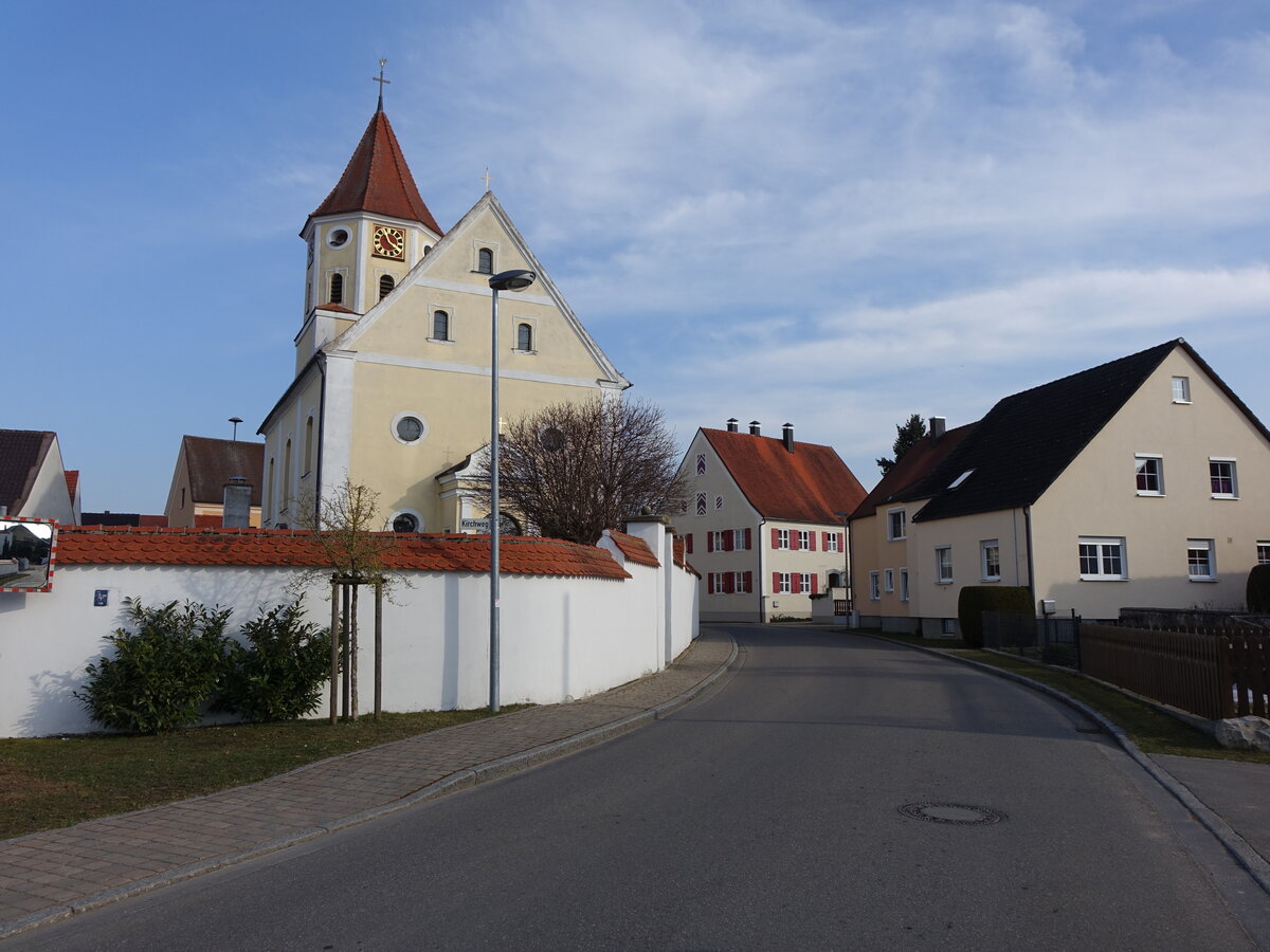 Laub, Pfarrkirche St. Margareth, Chorturmkirche, barockisiert 1711 (18.03.2015)