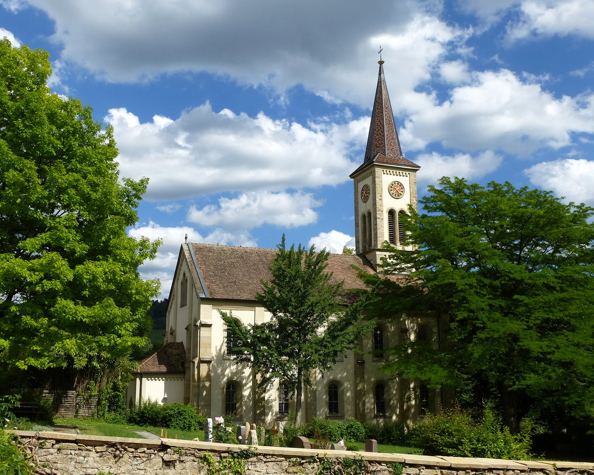 Laufen im Markgrflerland, die St.Johannis-Kirche, erbaut 1852-56, Juli 2016
