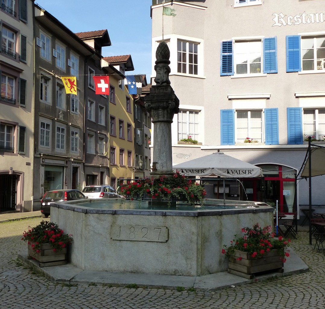 Laufenburg, der Brunnen von 1827 auf dem Marktplatz, Juli 2015