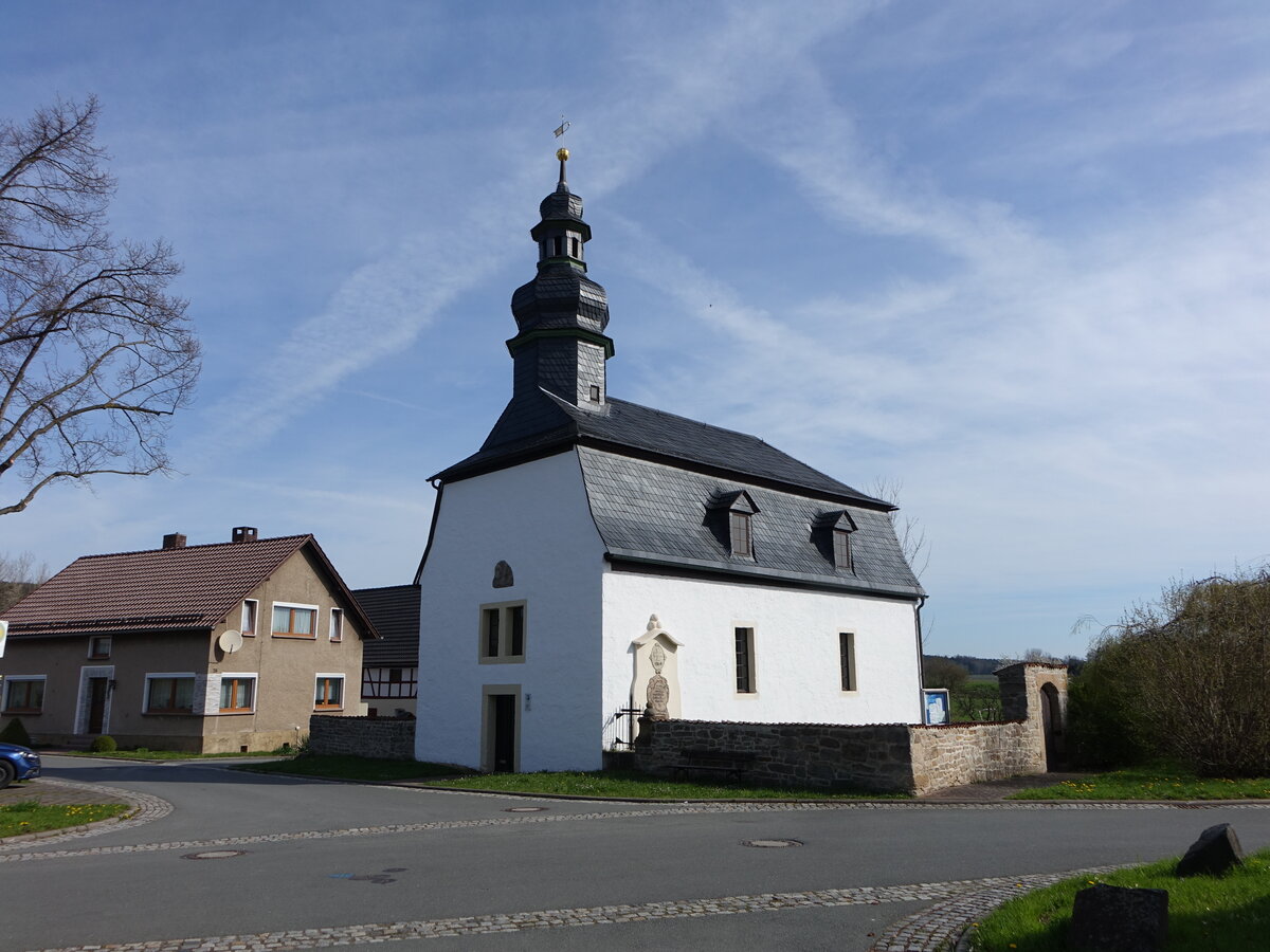 Lausnitz bei Unterwellenborn, evangelische Kirche, erbaut 1725 (22.04.2023)