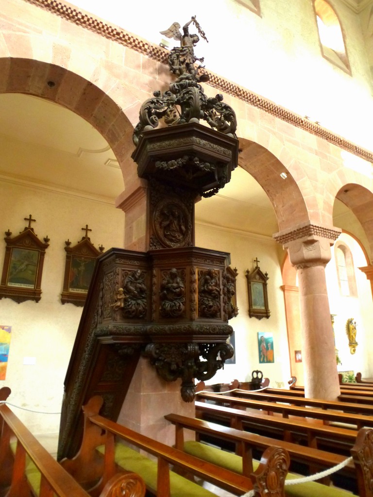 Lautenbach, die barocke Kanzel in der Stiftskirche, Aug.2013