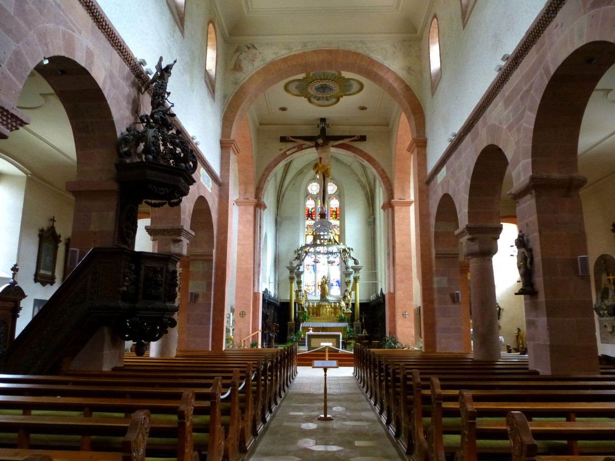 Lautenbach, Blick in den Innenraum der Stiftskirche, Aug.2013 