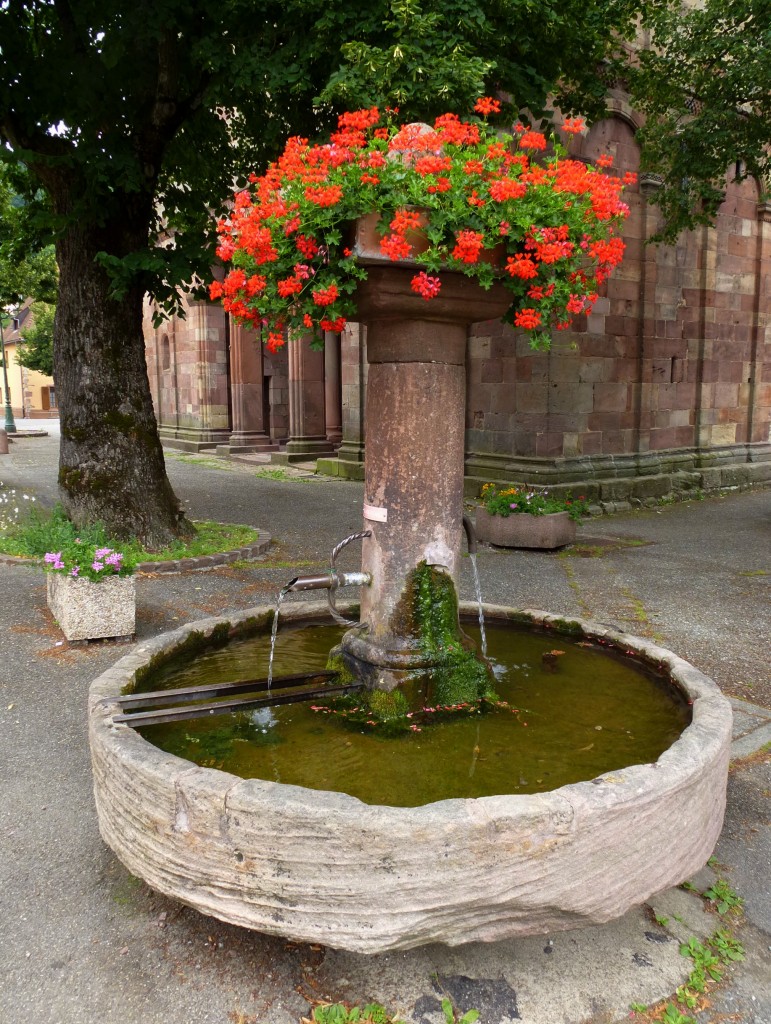Lautenbach, der historische Brunnen vor der Stiftskirche, Aug.2013